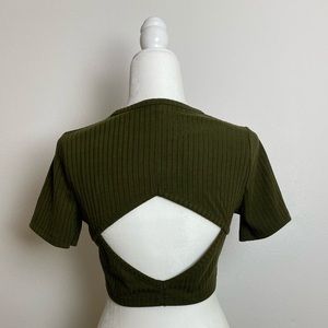 Ribbed Open Back Crop Top